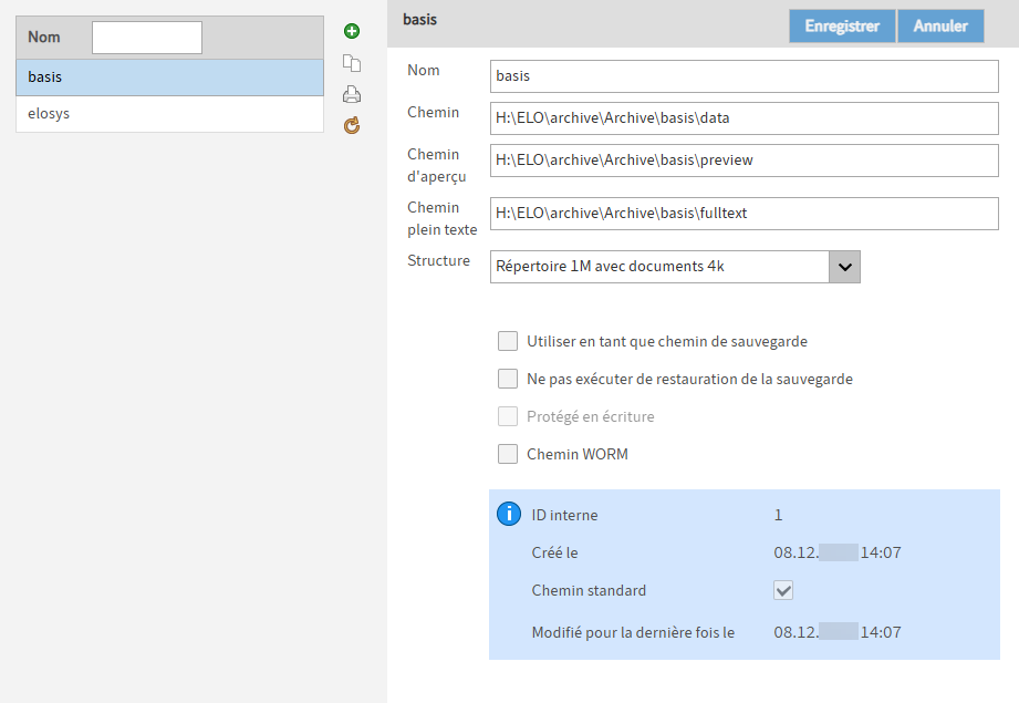Section 'Chemins de document'
