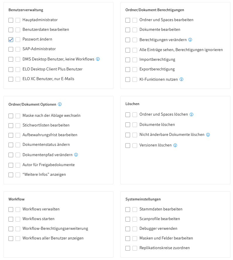 ELO Administration Console, Vergabe der Benutzerrechte für den ELO View-User