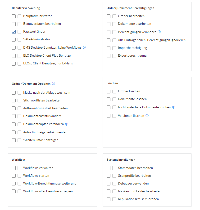 ELO Administration Console, Vergabe der Benutzerrechte für den ELO View-User