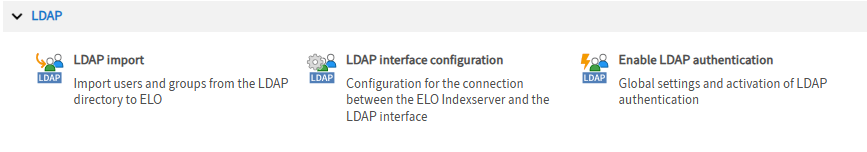 'LDAP' area in the ELO Administration Console