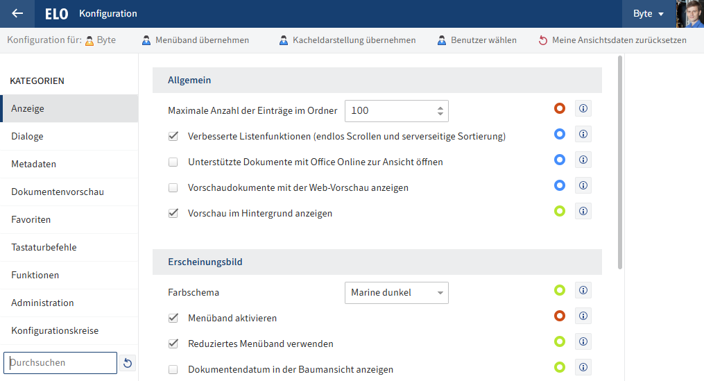 Konfiguration des ELO Web Clients