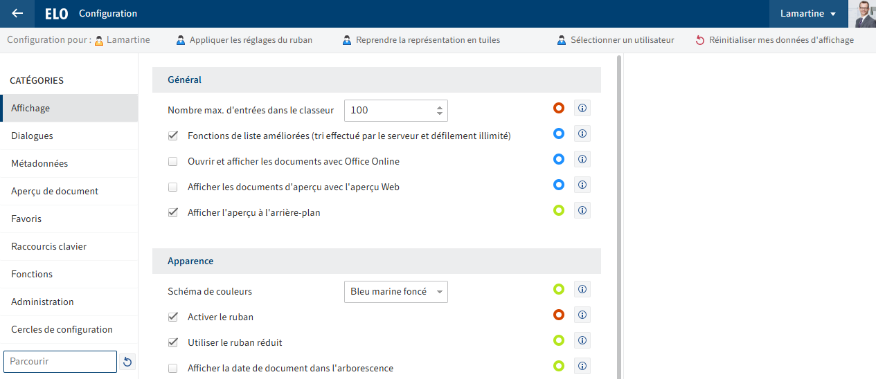 Configuration du client Web ELO