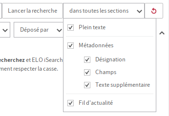 Menu déroulant 'Champs parcourus'