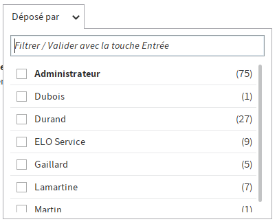 Filtre 'Déposé par'