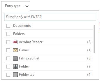 Filter for the entry type