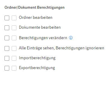 Benutzerrechte; Abschnitt 'Ordner/Dokument Berechtigungen'