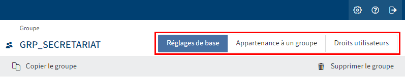 Ruban dans la section 'Groupe'