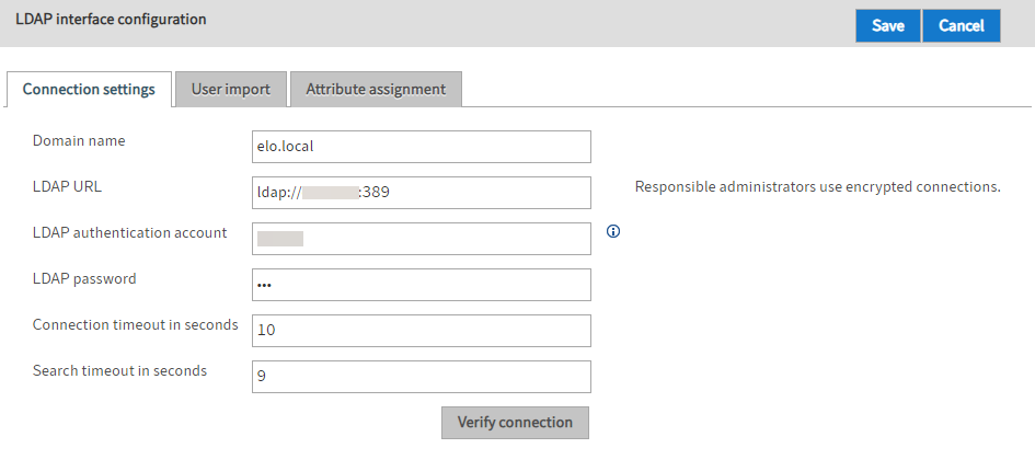 LDAP connection settings