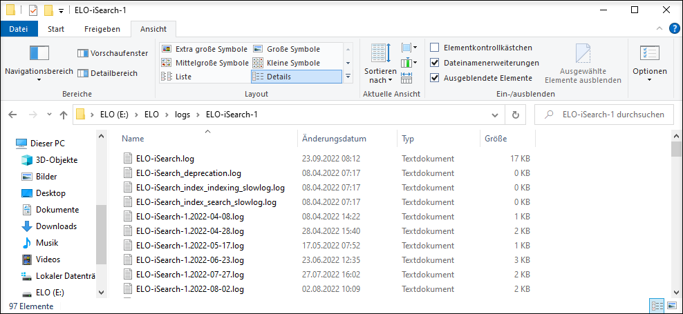Verzeichnis der Log-Dateien