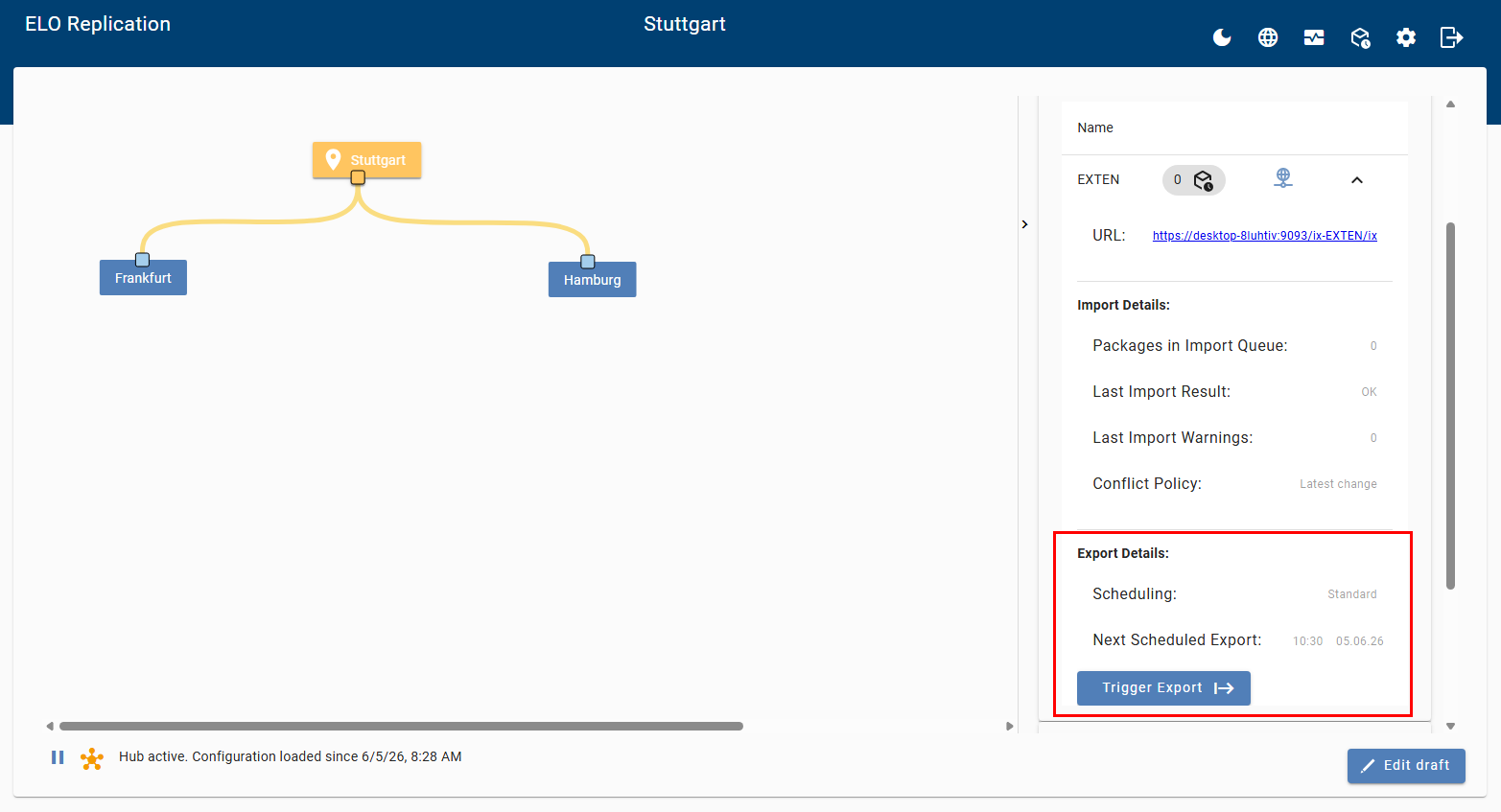 Time of the next data export