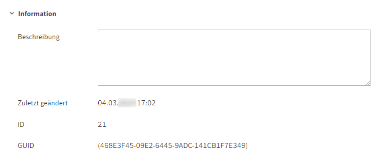 Bereich 'Information' im Tab 'Grundeinstellungen' für Gruppen