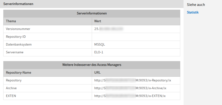 Bereich 'Serverinformationen'