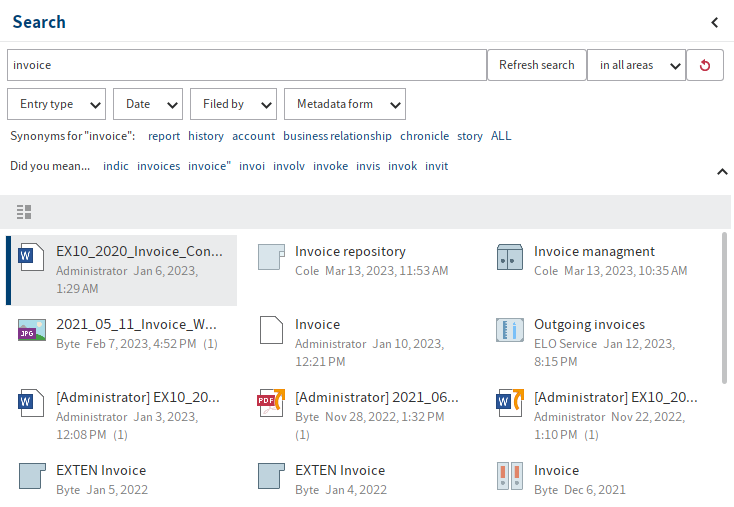 Search result; Tile view