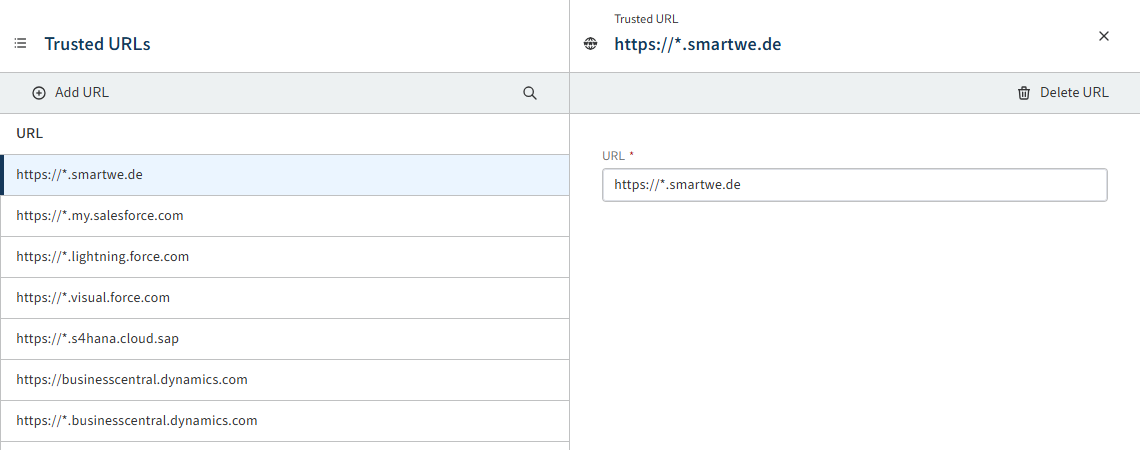 'Trusted URLs' area