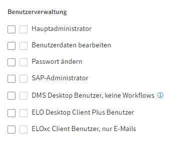 Benutzerrechte; Abschnitt 'Benutzerverwaltung'