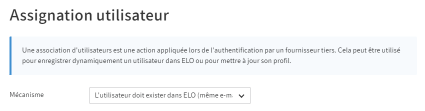 Section 'Assignation utilisateur'