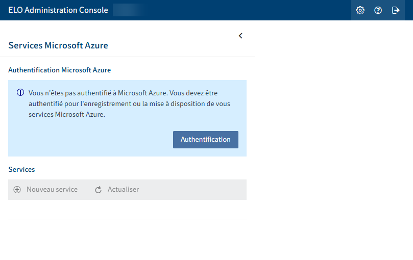 Section 'Administration ELO Azure' sans authentification