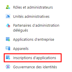 Section 'Azure Active Directory'; point de menu