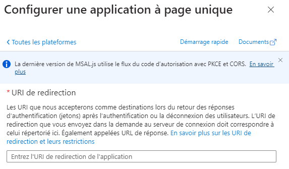 Extrait de la section 'Configurer l'application Single Page'