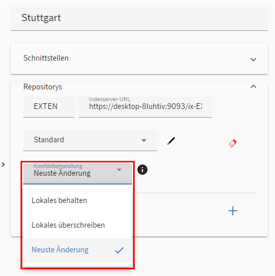 Einstellung 'Repositorys'; Konfliktbehandlung