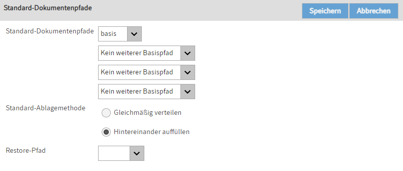 Bereich 'Standard-Dokumentenpfade'
