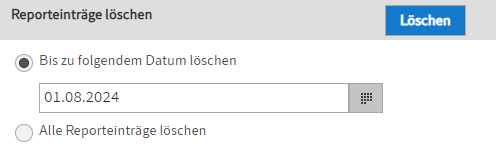 Bereich 'Reporteinträge löschen'