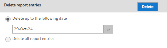 'Delete report entries' area