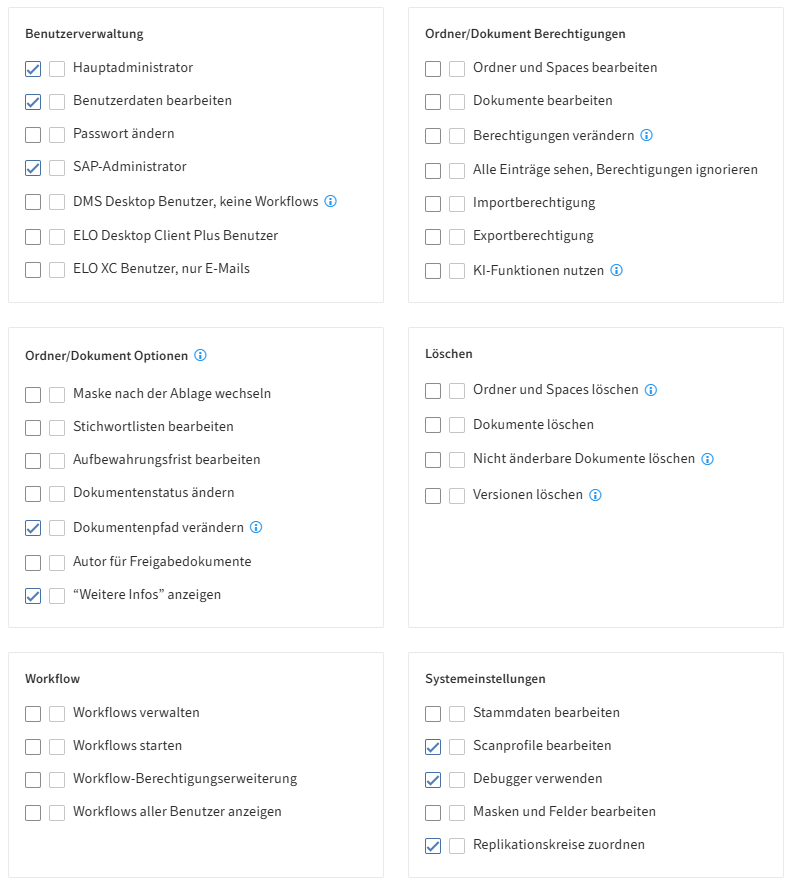 ELO Administration Console, Vergabe der Benutzerrechte für den ELO Administrator