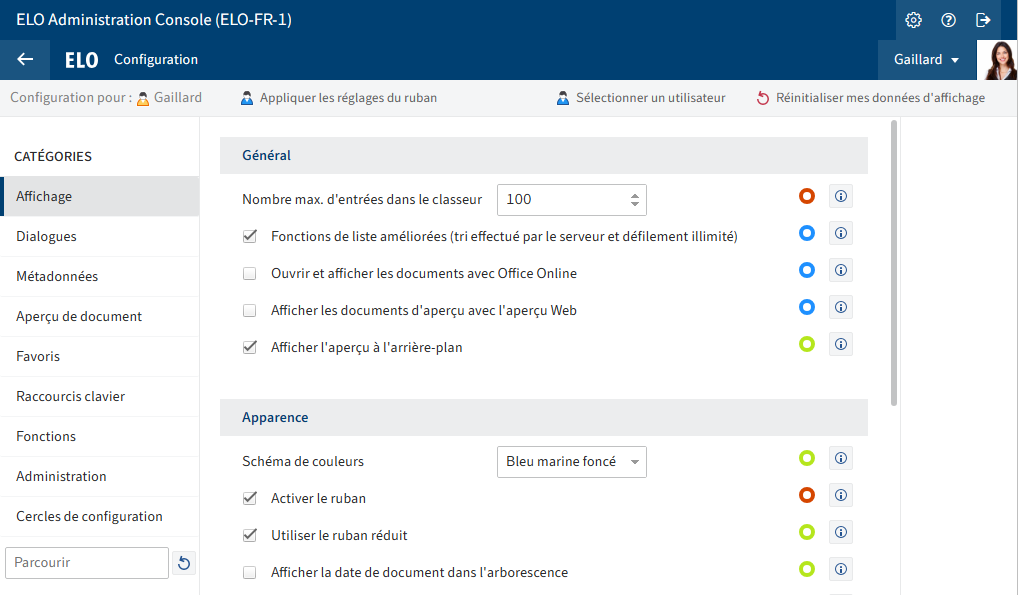 Configuration du client Web ELO