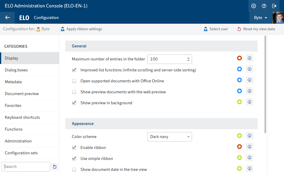 ELO Web Client configuration