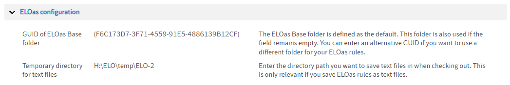 Configuration; ELO Automation Services settings