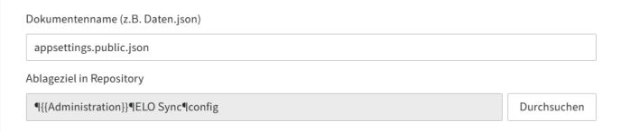 Werte für den Export einer ELO Sync-Anwendung