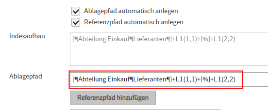 Ablagepfad nach Longest Match