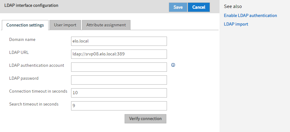 LDAP interface configuration