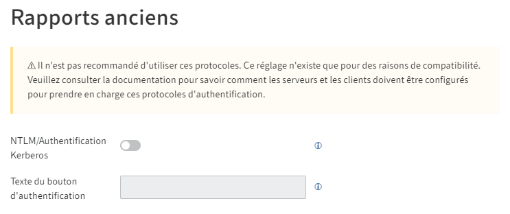 Section 'Rapports anciens'