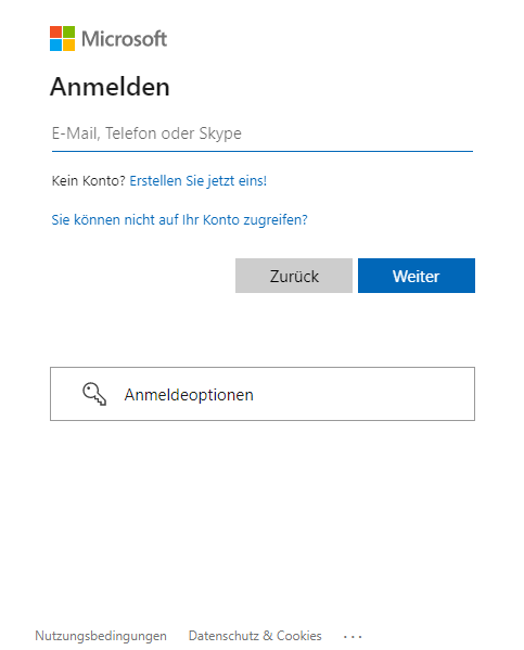 Pop-up-Dialog 'Anmelden'