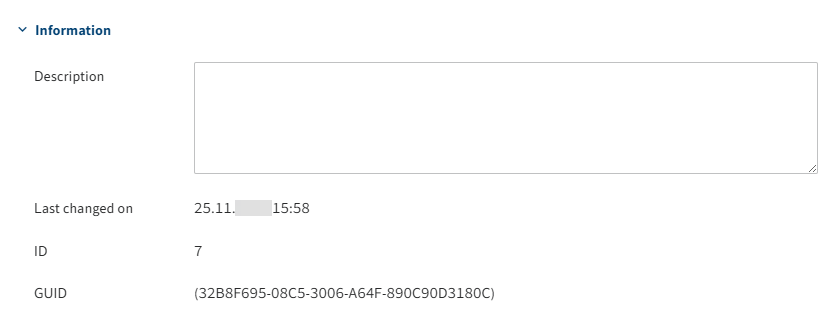 'Information' area on the 'Basic settings' tab for groups