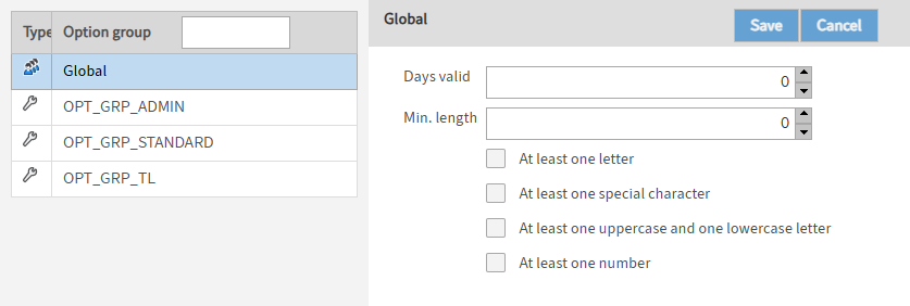 'Password rules' area