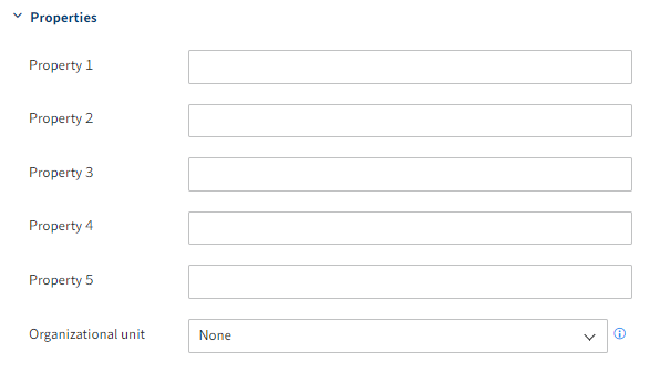 'Properties' area on the 'Basic settings' tab for groups