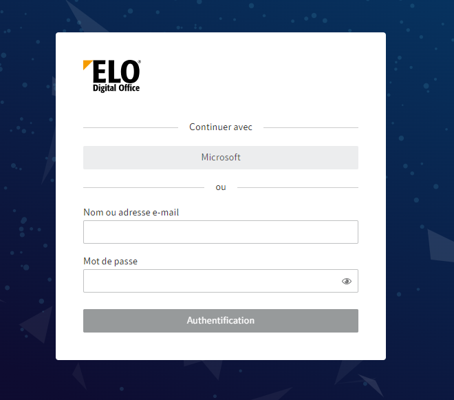 Dialogue d'authentification ELO avec ELO Modern Authentication