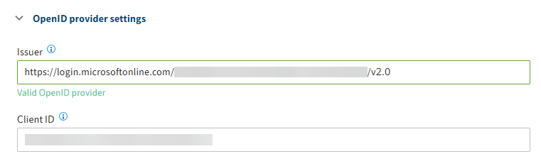 Transferred settings on the ELO Modern Authentication configuration page