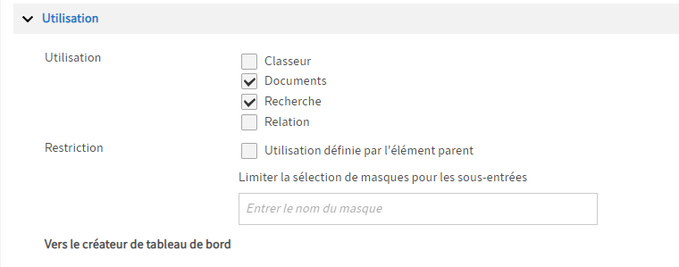 Section 'Utilisation'