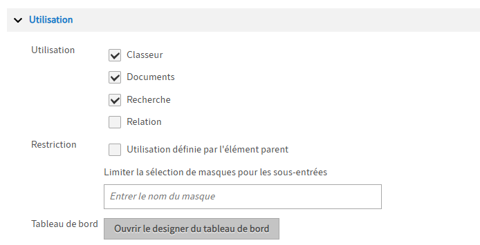 Section 'Utilisation'