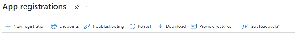 Menu band for app registrations