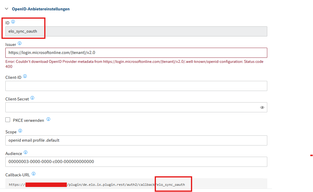 OpenID-Anbieter Einstellungen