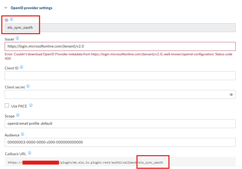 OpenID provider settings