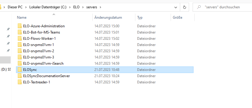 Ordner ELO Sync im Windows Explorer