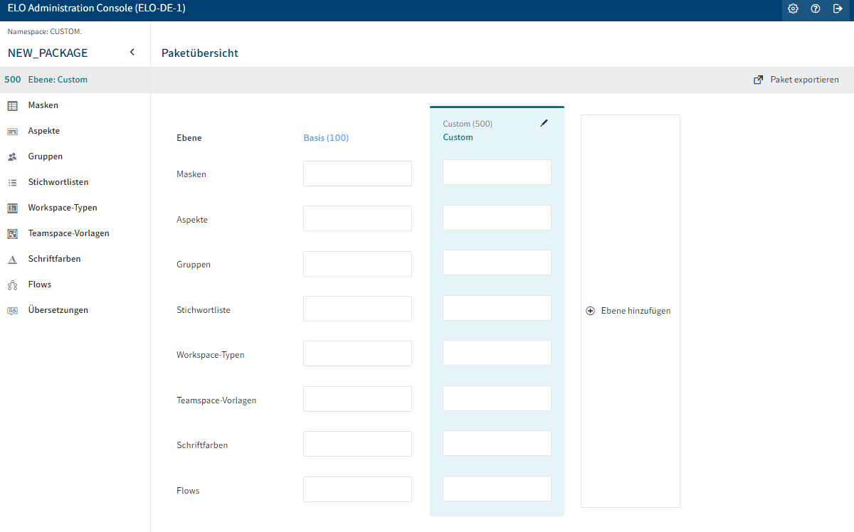 Neues Paket in der ELO Administration Console