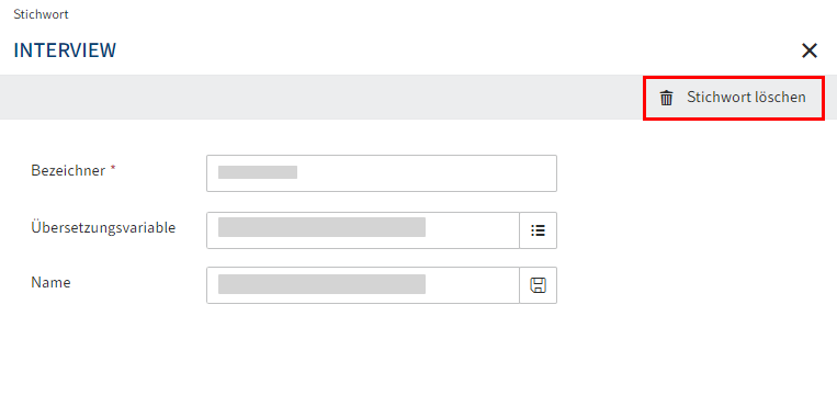 Dialog 'Stichwort'; Button 'Stichwort löschen'