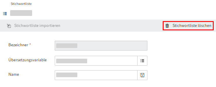 Dialog 'Stichwortliste'; Button 'Stichwortliste löschen'